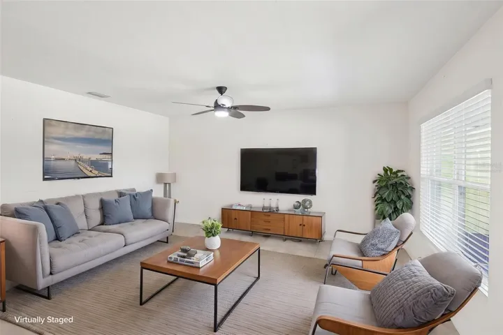 Virtually staged living room