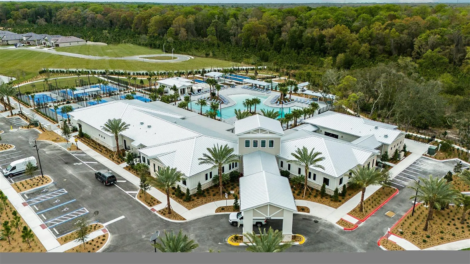 Aerial view of the clubhouse at Medley