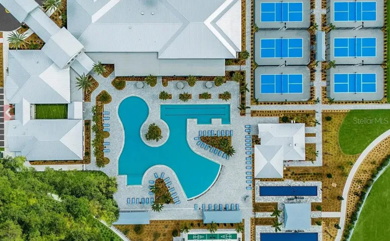 Aerial view of the clubhouse at Medley
