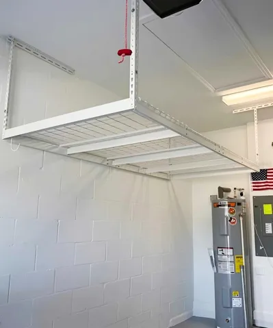 1 car garage with storage racks