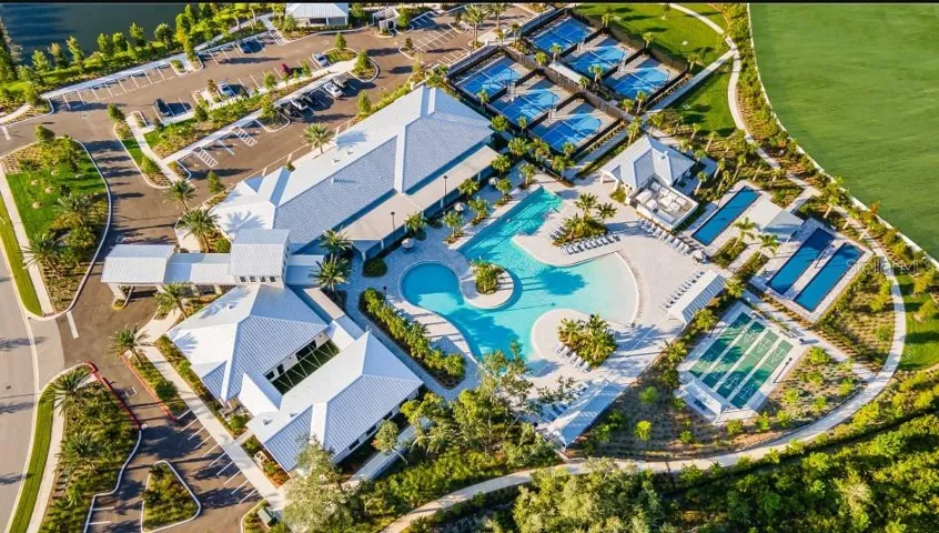 Aerial view of the clubhouse at Medley