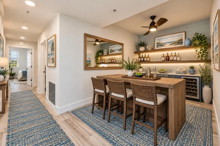 Virtually Staged Flex Room as a Bar