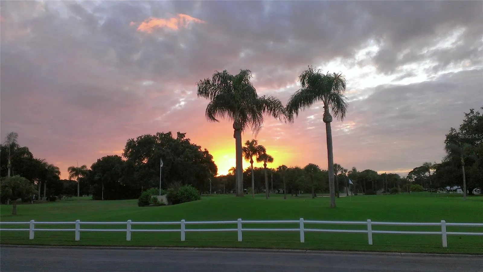 sunset view over the golf course