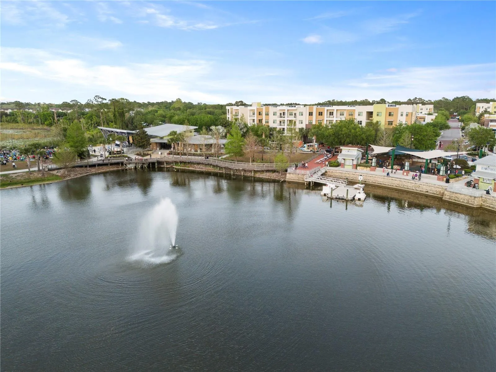Aerial View-Pond across the building