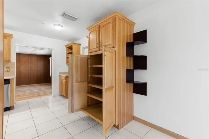Built in Pantry with pull out shelves