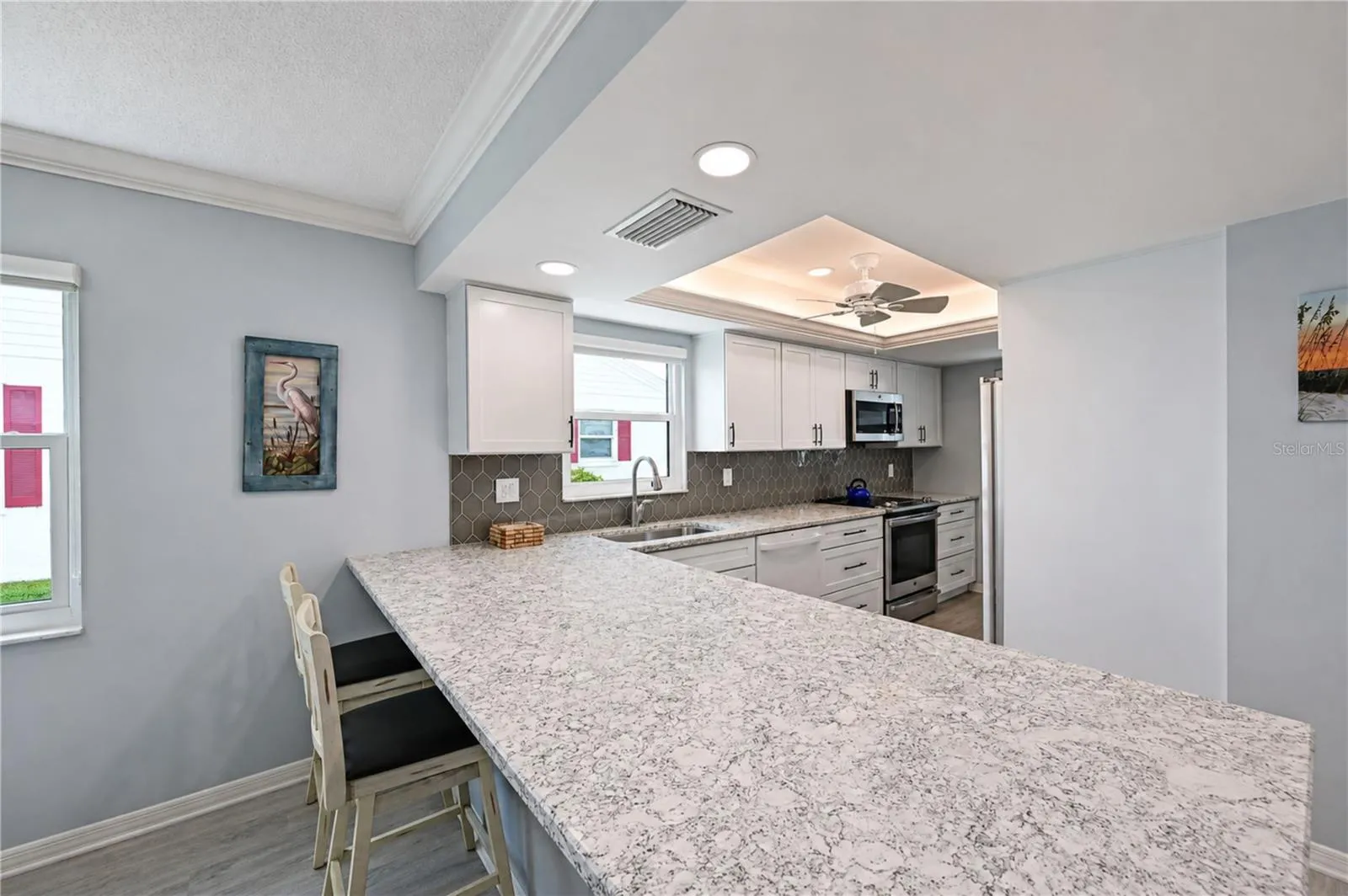 View of kitchen breakfast bar