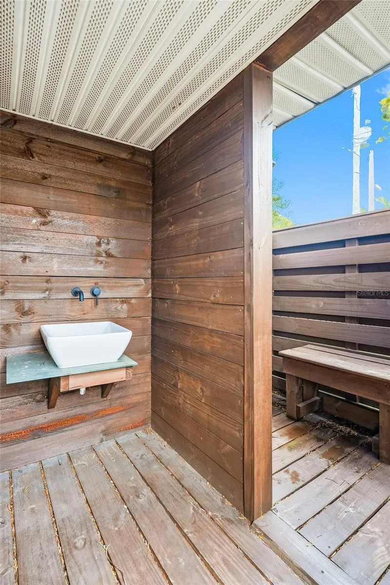 Outdoor sink and shower