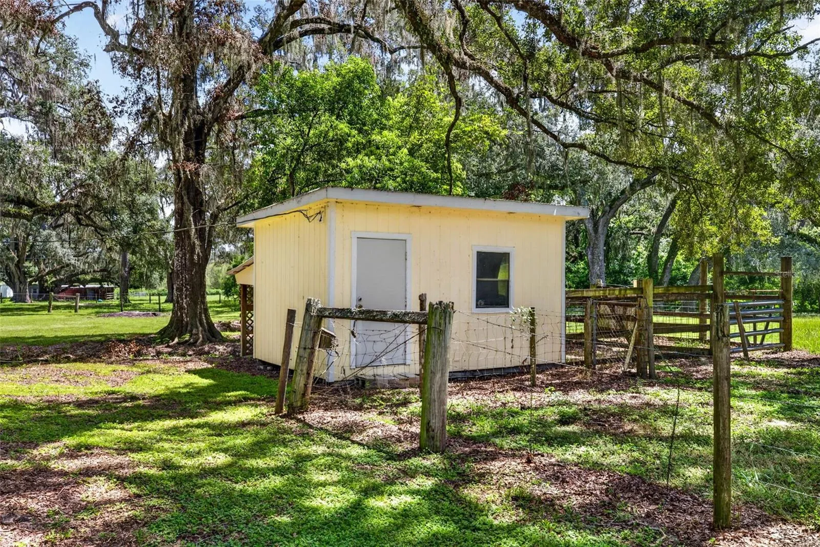 Detached storage shed with lean to storage
