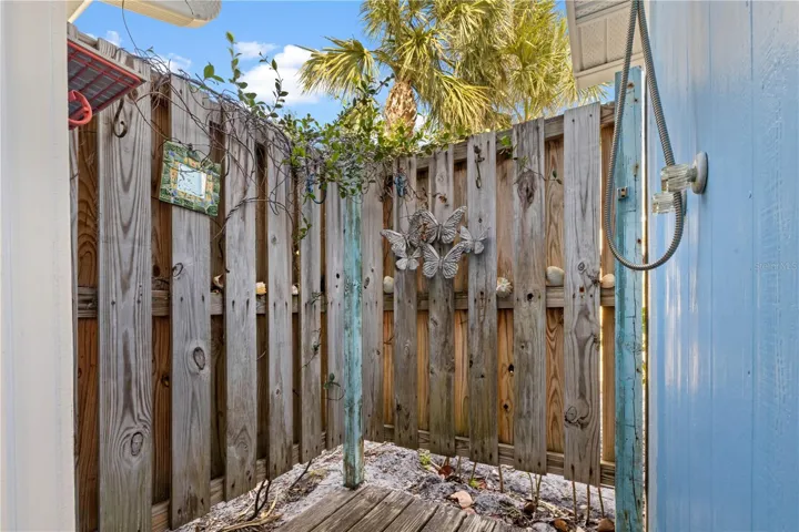 This is the outdoor shower!  It has hot and cold water!  You go from the inside to shower on the outside with privacy!