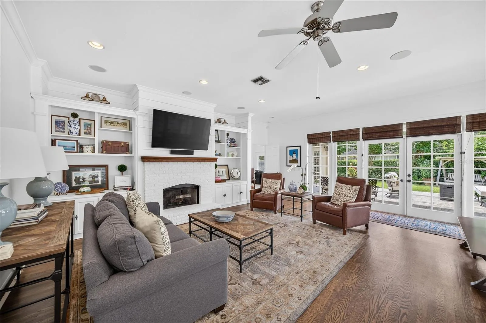 Family room overlooking back patio