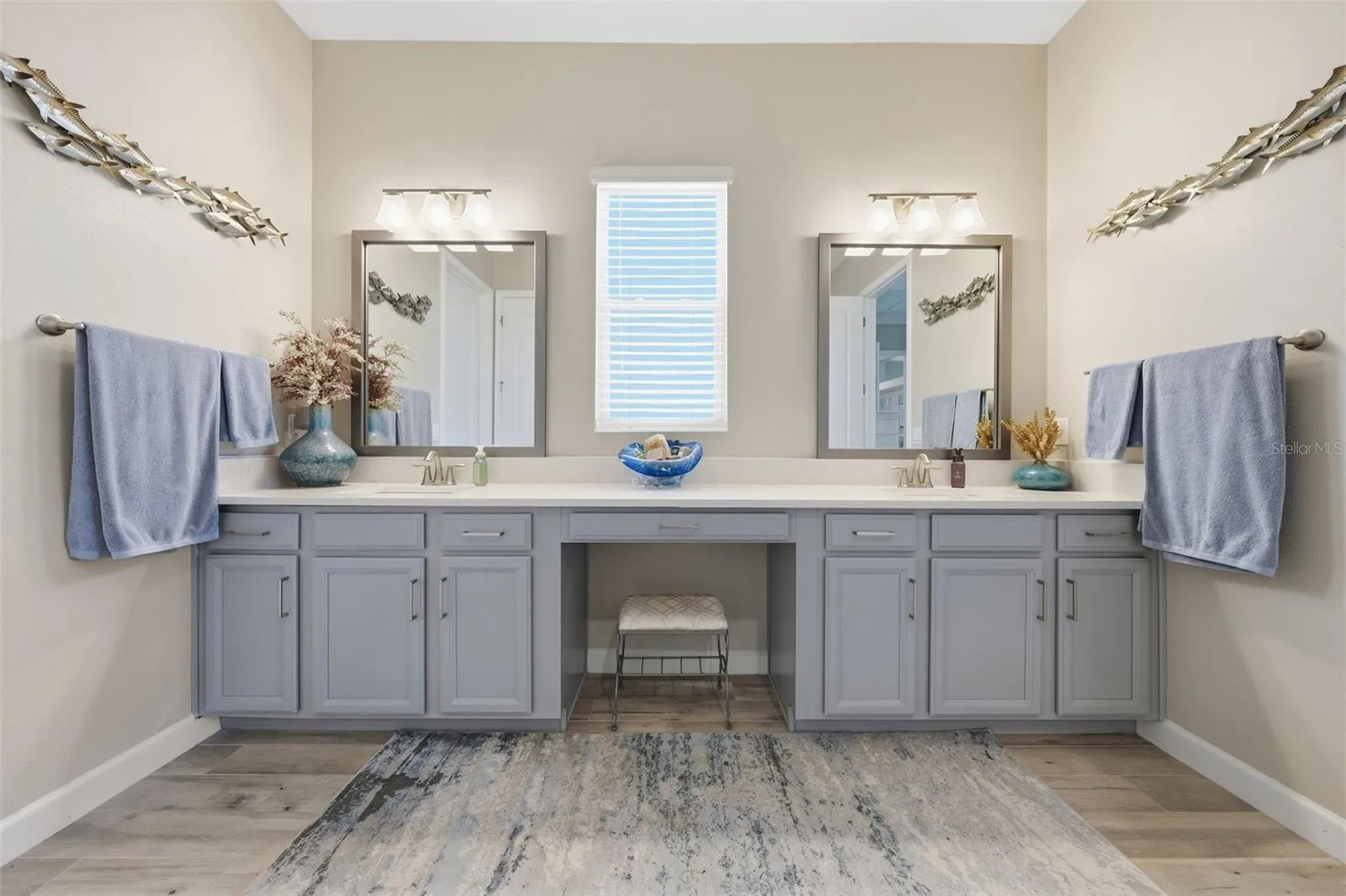 Primary Dual Vanities w/ Custom Pull Outs