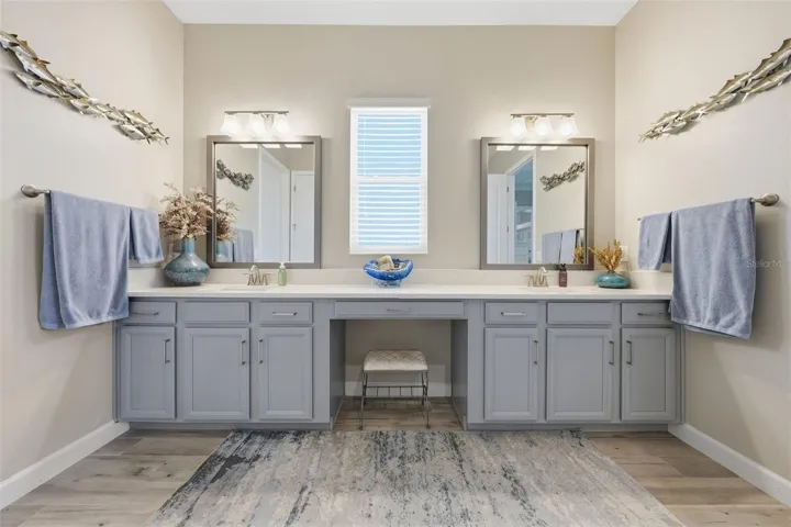 Primary Dual Vanities w/ Custom Pull Outs