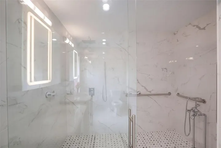 Large Primary Shower with Plumbing for a Tub