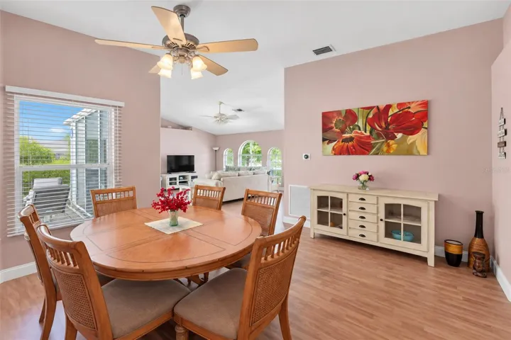 Another view of the dining area into the living room.