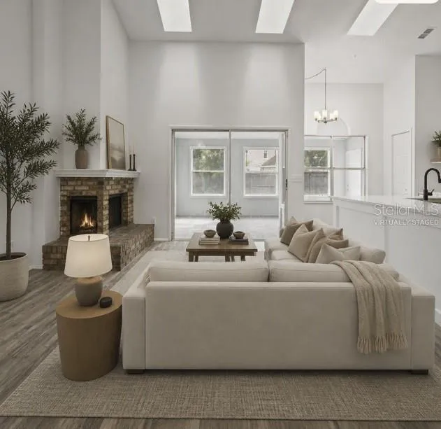 Virtually staged family room