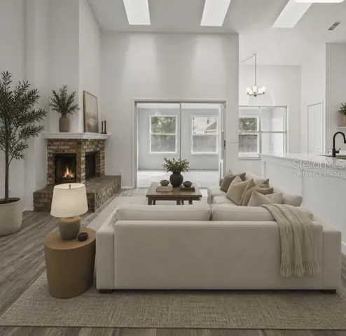 Virtually staged family room