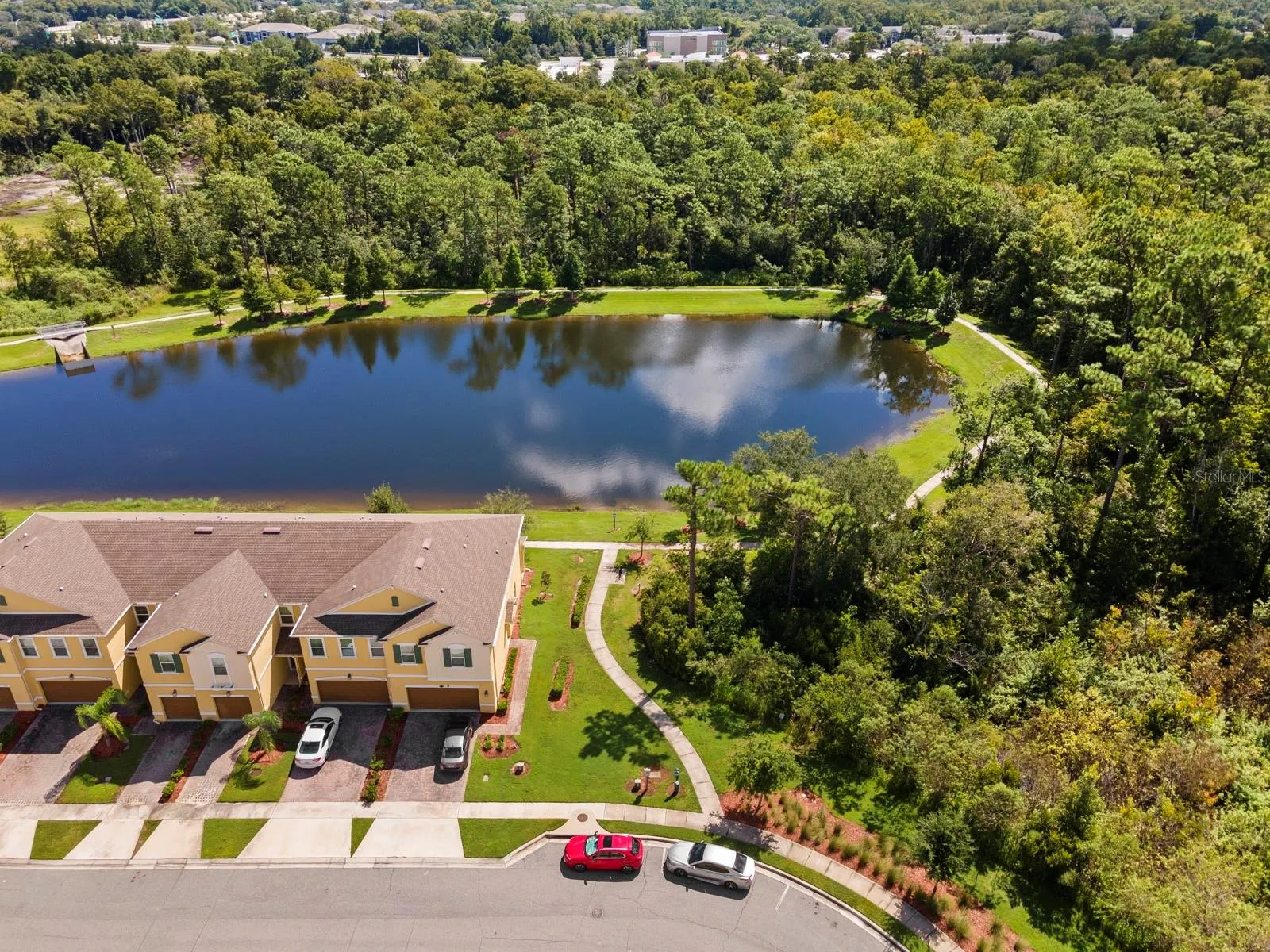 Community Trail and Pond aerial