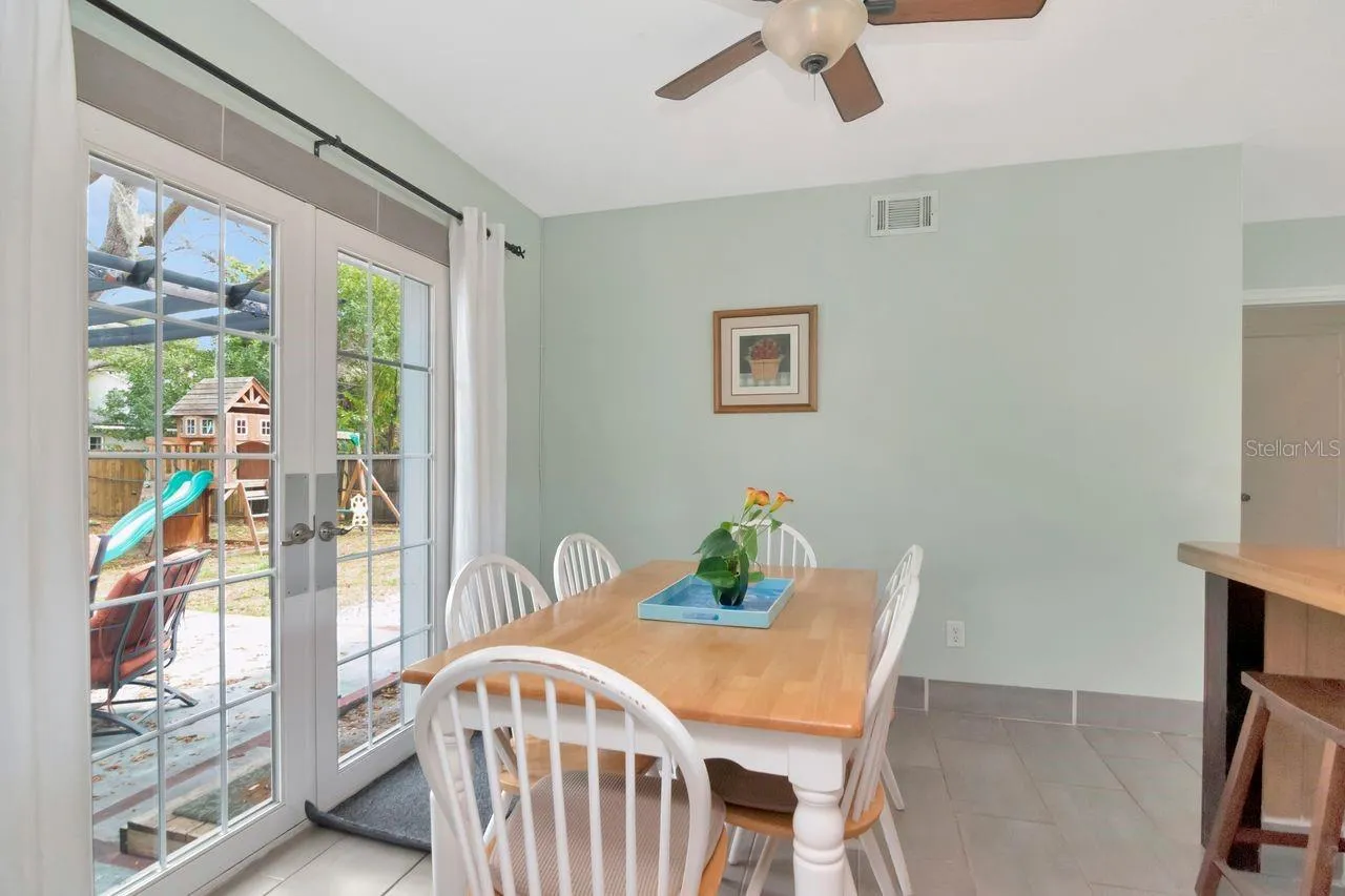 Dining room leading out to backyard.