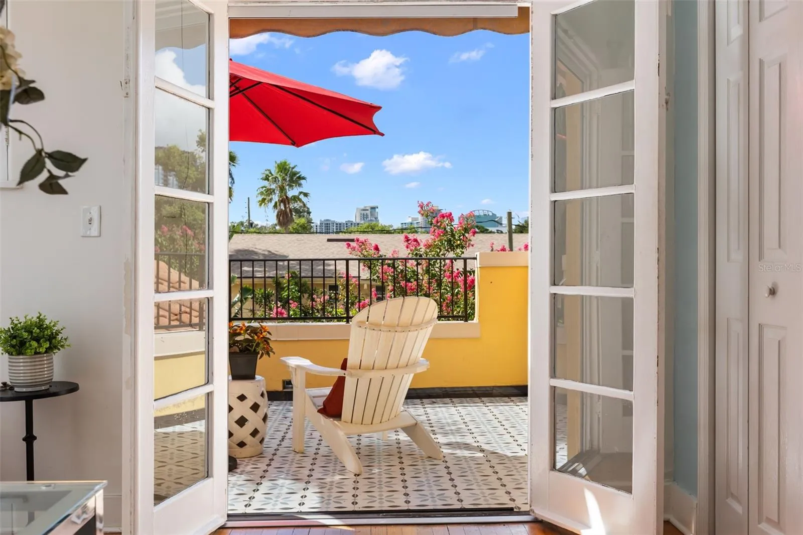 Primary private balcony overlooking Downtown Orladno