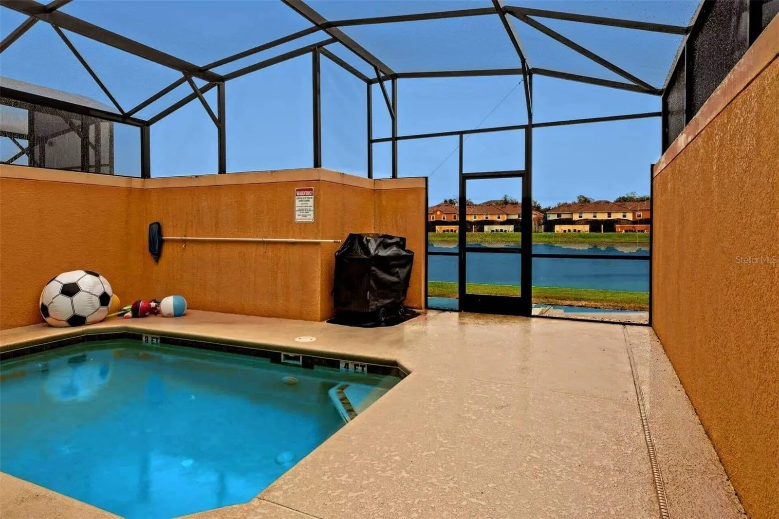 Private heated pool with pond view