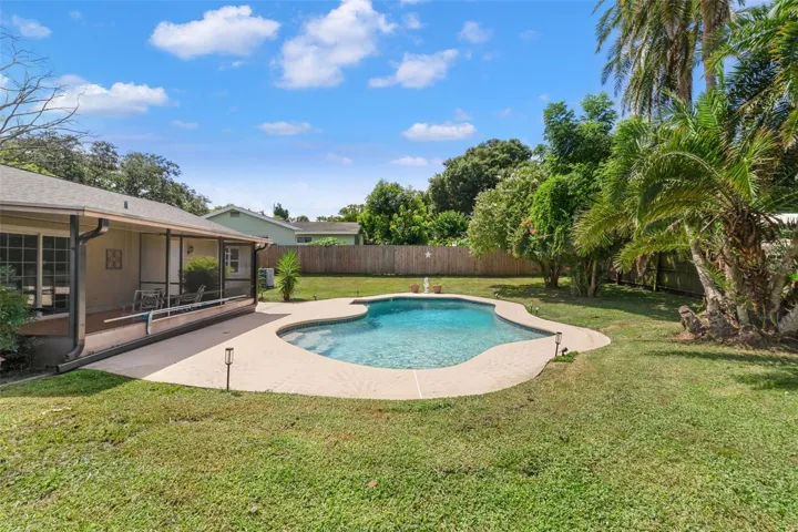 Private pool, fenced yard.
