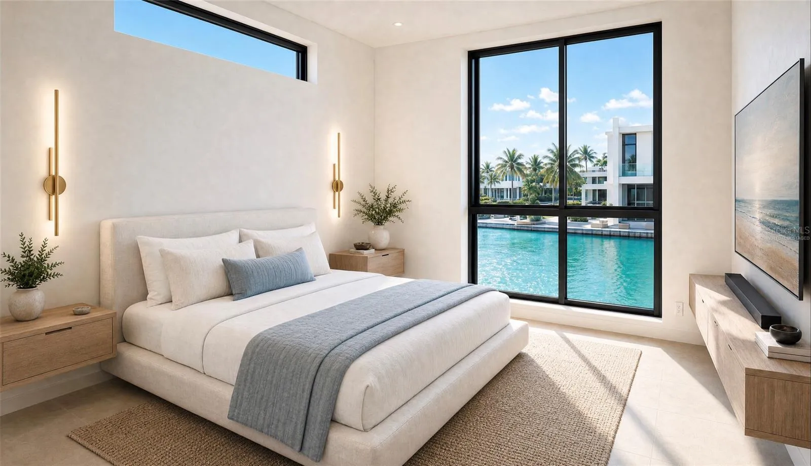 Guest bedroom, virtually staged