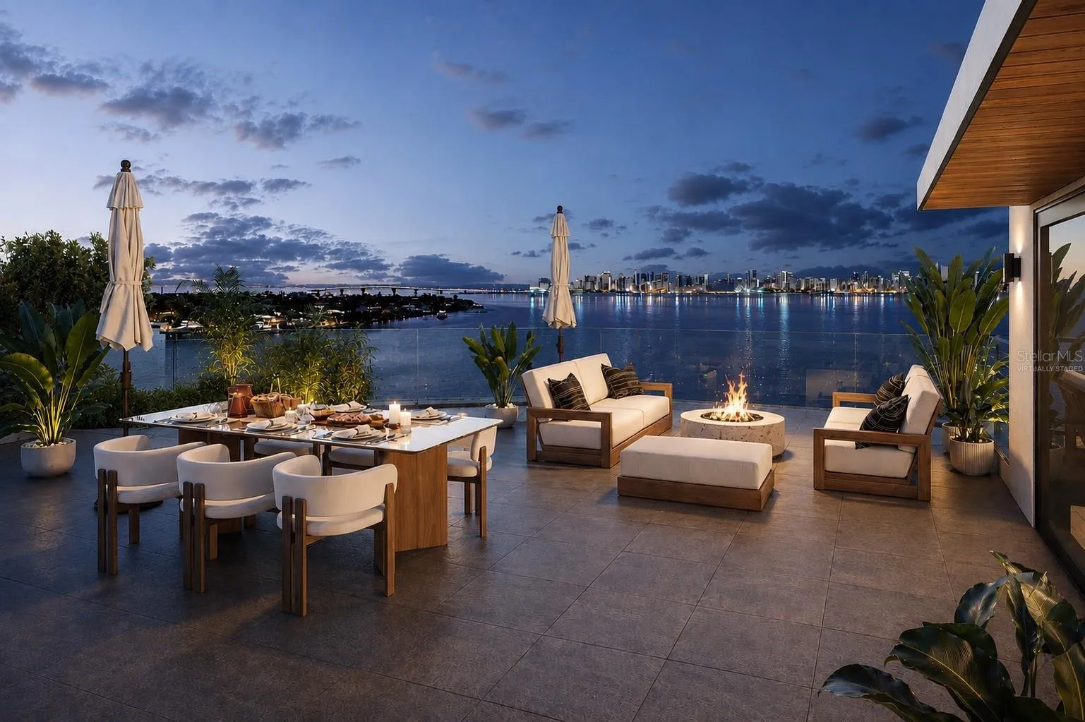 Rooftop deck, virtually staged