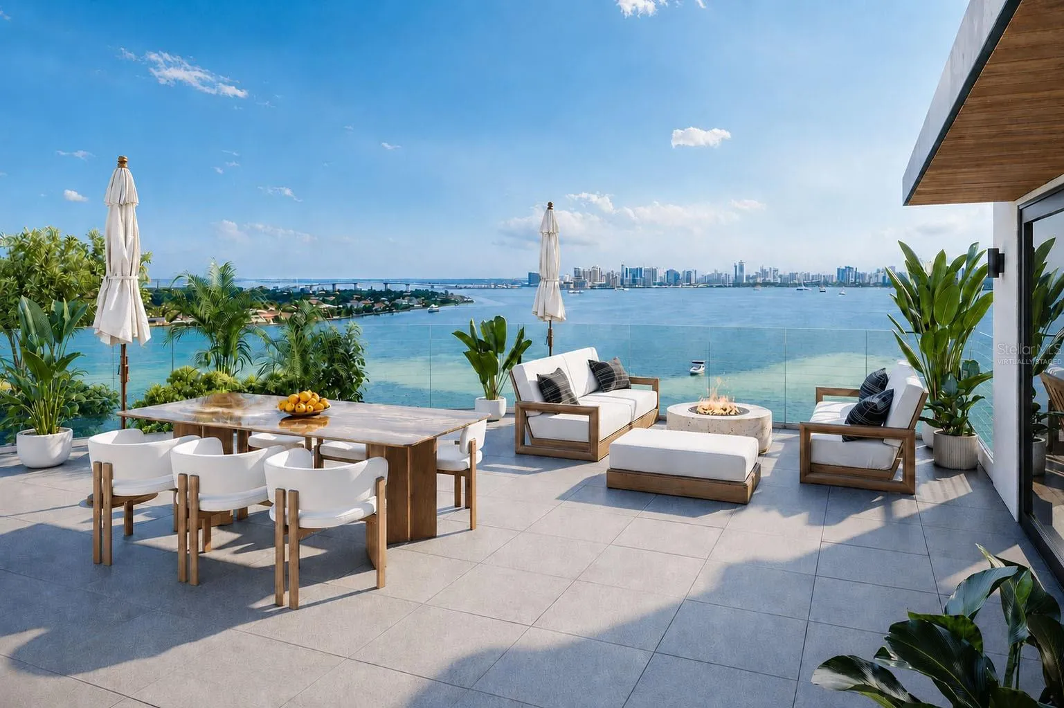 Rooftop deck, virtually staged