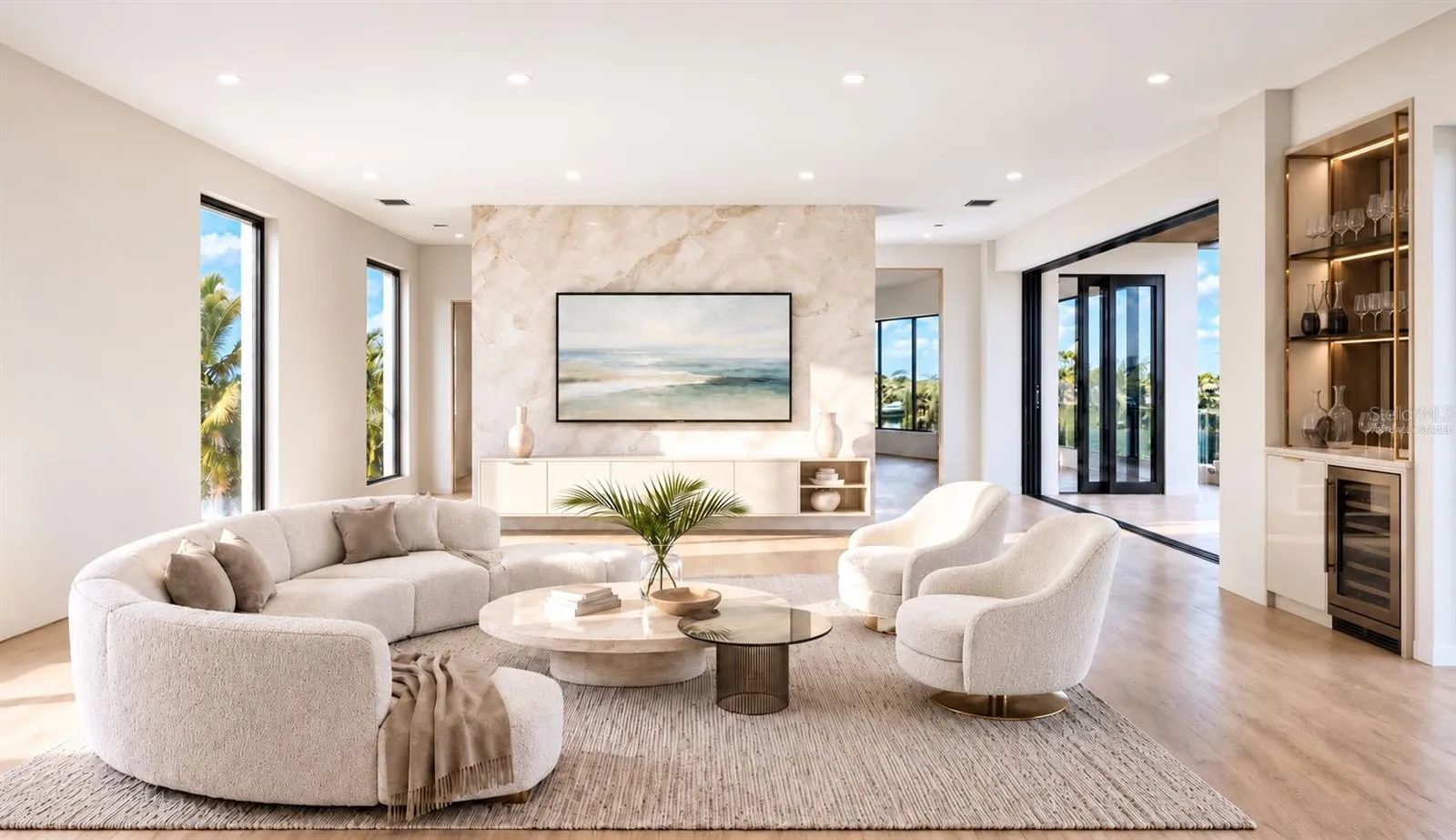 Primary suite level living room or flex space, virtually staged