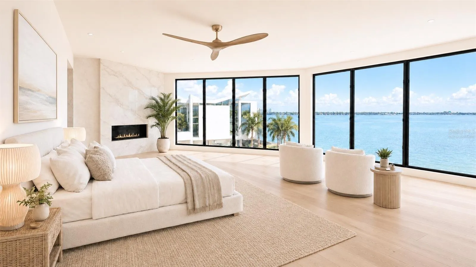 Primary bedroom, virtually staged