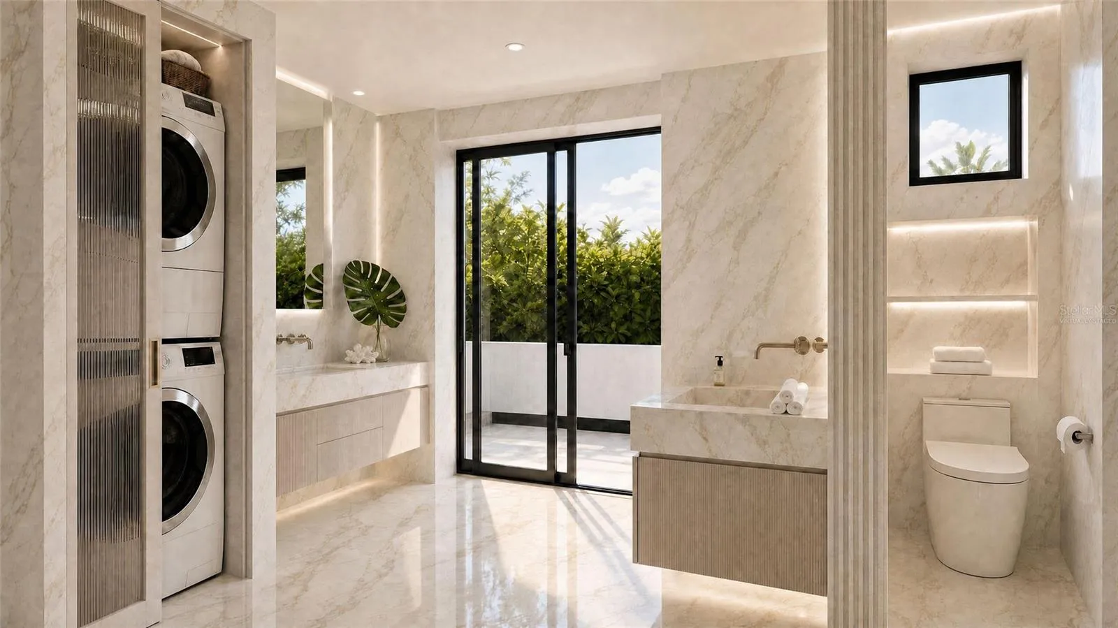 Primary bath, virtually staged