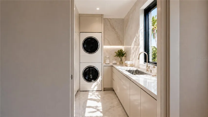 Laundry room, virtually staged