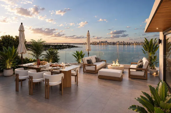 Rooftop deck, virtually staged