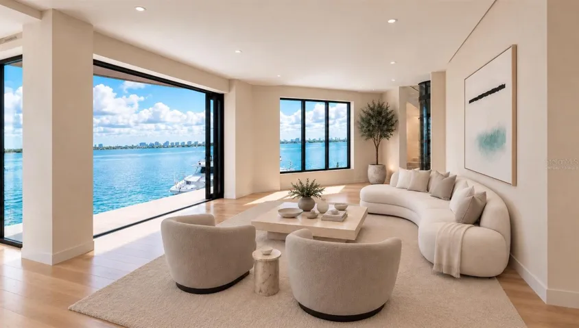 Main living room, virtually staged