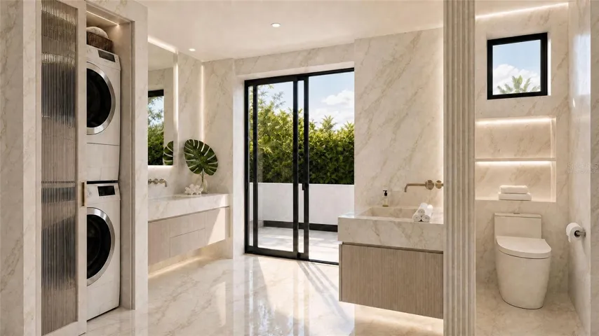 Primary bath, virtually staged