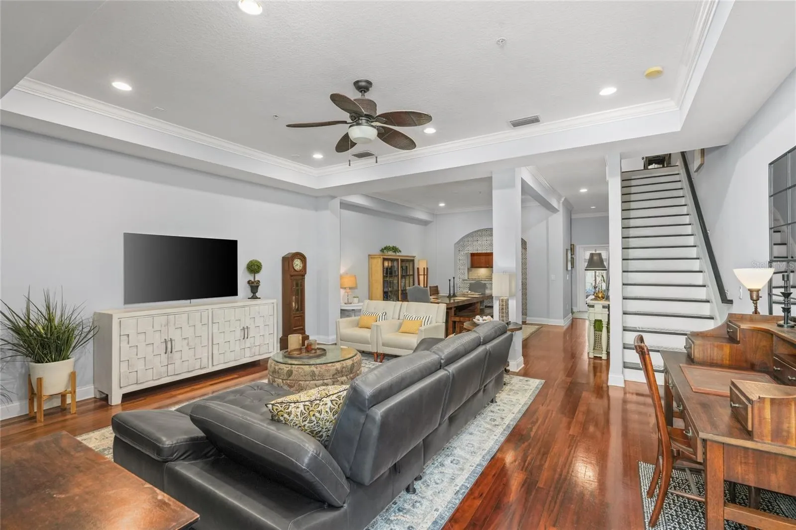 Living Room - Tray Ceilings and Beautiful Hardwood Flooring