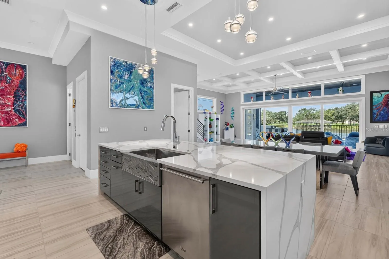 A clean, neutral canvas… allowing the art, the water and the personality of the home to do the talking.