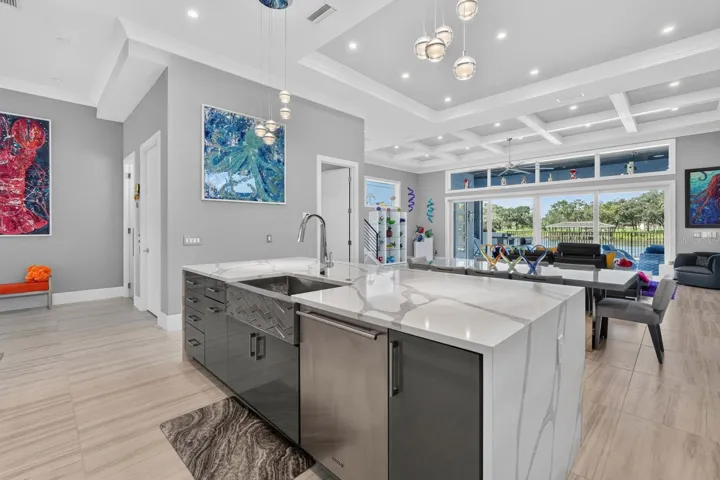 A clean, neutral canvas… allowing the art, the water and the personality of the home to do the talking.