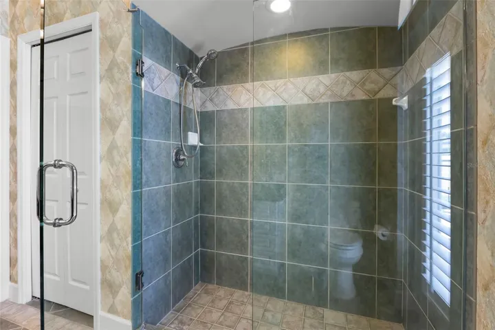 Pool Bath with walk in Shower and New Glass enclosure