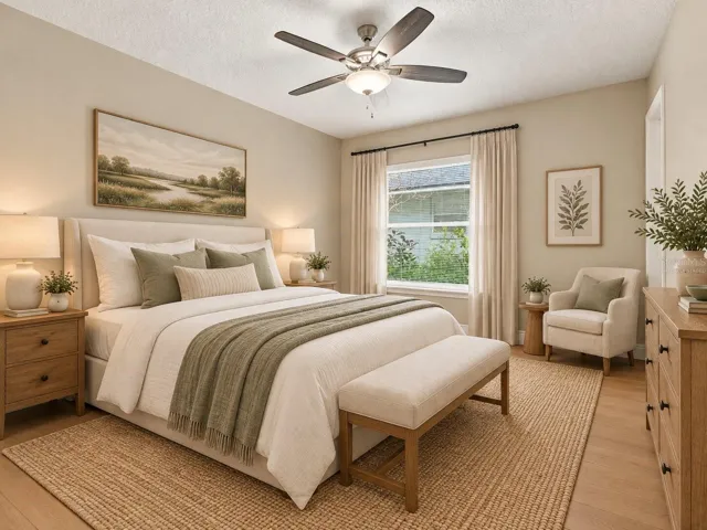 Virtually staged secondary bedroom.