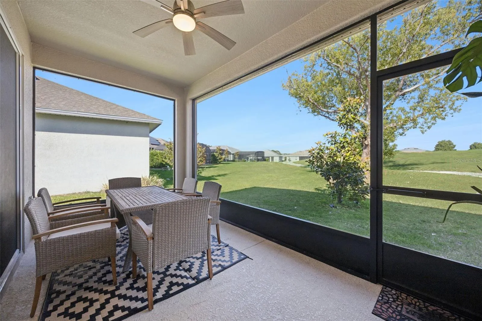 Back porch backing to open space for extra privacy.