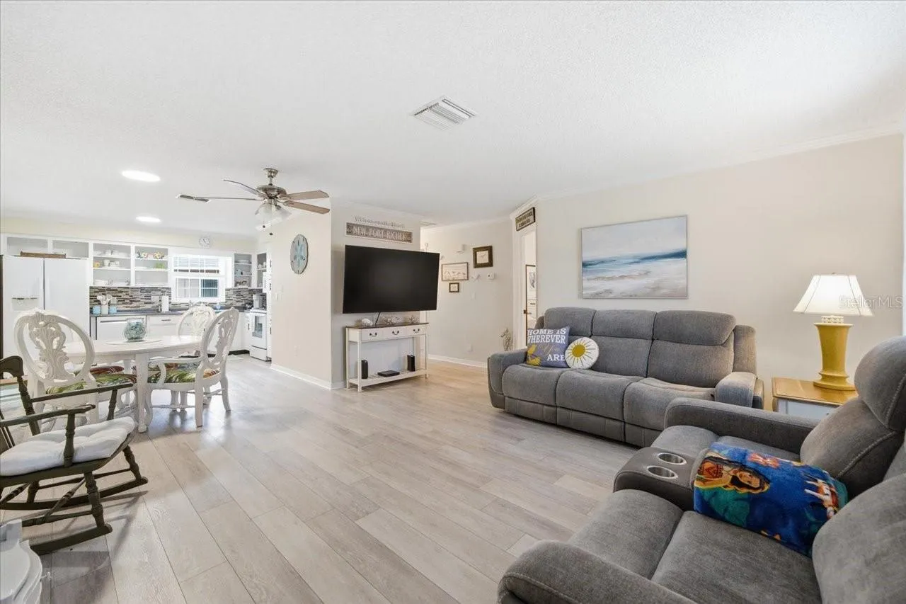 Kitchen, dining room and living room combo