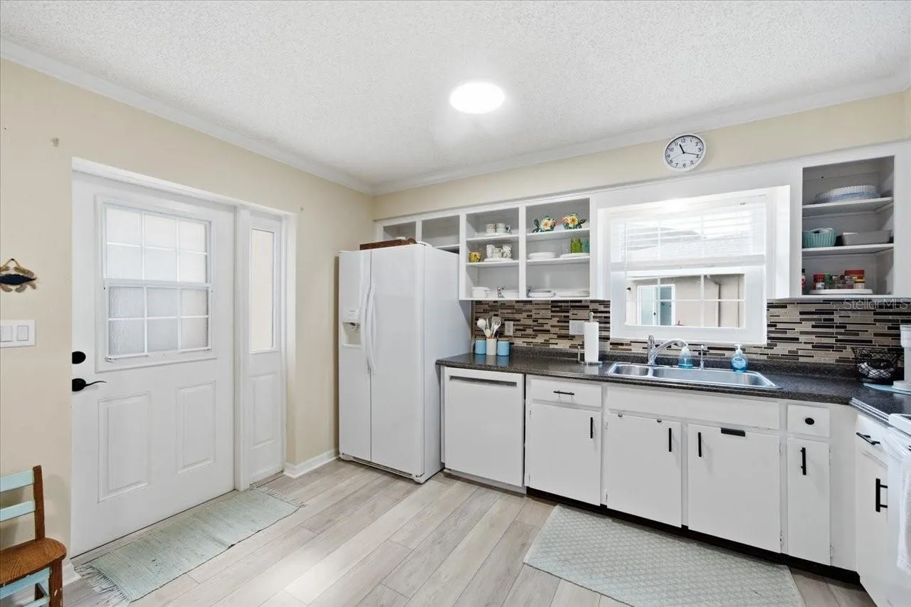 kitchen with open cabinetry