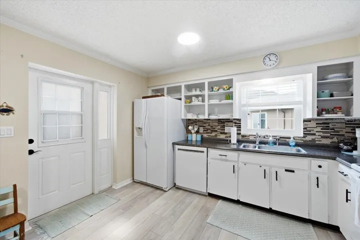 kitchen with open cabinetry