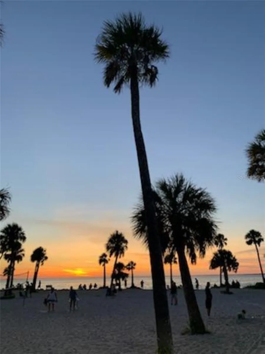 Sunset Beach in Tarpon Springs at sunset.