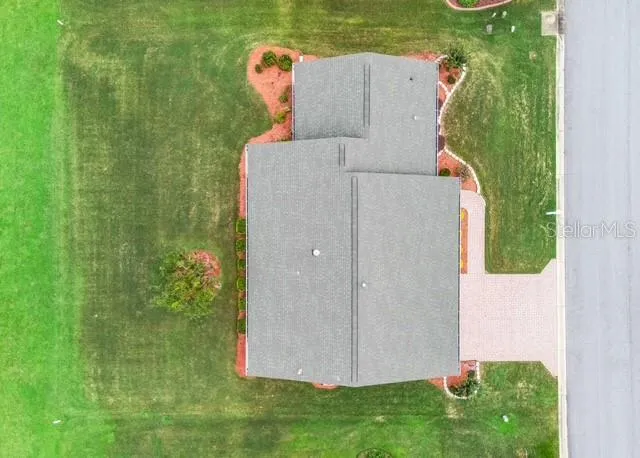 Aerial view showcases the property from above