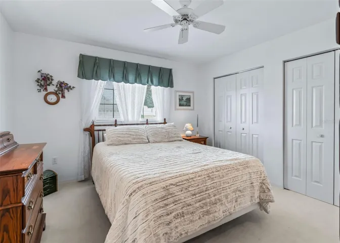 Versatile guest bedroom is perfect for family and friends or can easily be used as a comfortable home office. Two closets provide excellent storage and added convenience.