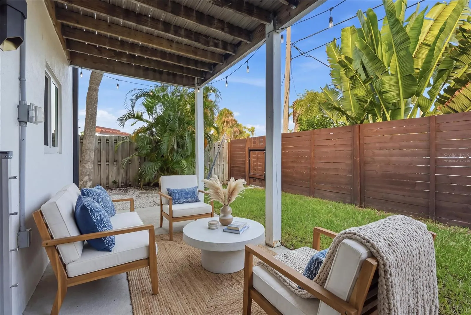 Virtually staged Private Fenced Courtyard