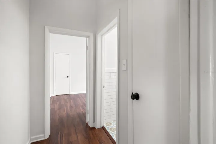 Hallway to front bathroom and second bedroom
