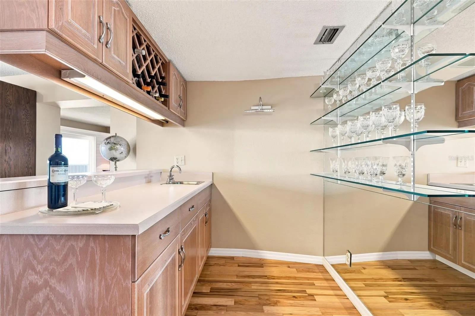 Wet bar in family room perfect for entertaining!